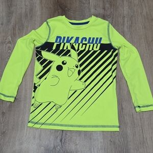 Jumping Beans Pokemon Pikachu Neon Yellow Active Long Shirt Boys Size 6